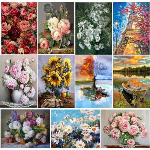 Digital Oil Painting By Numbers Flower On Canvas For Adults Picture Coloring HandPainted Drawing Paints DIY Decor Art 40×50CM