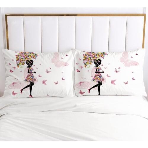 Nordic flower fairy Pillow cover Pillow case Bedding Pillowcase Pillowcovers decorative for home 3D 50x75 50x70 butterfly