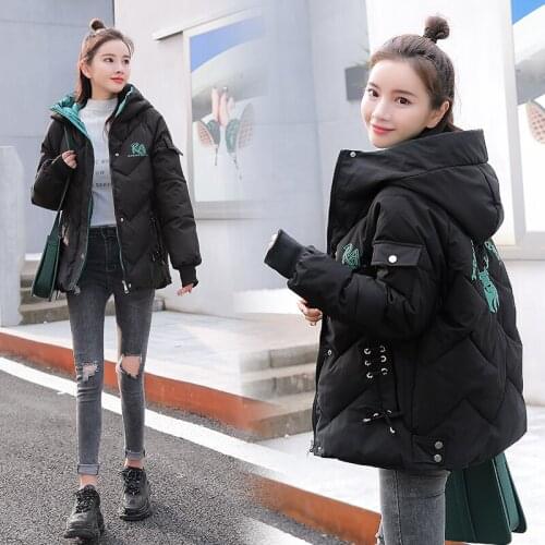 New 2021 Women Short Jacket Winter Thick Hooded Cotton Padded Coats Female Korean Loose Puffer Parkas Ladies Oversize Outwear