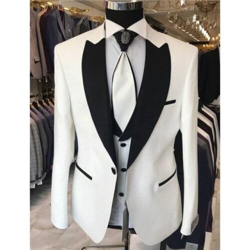 New Design Wedding Dress Slim Fit Bridegroom Men Suits Costume Homme Groom Suits Tuxedos 3 Pcs Party Prom Terno Masculino Blazer