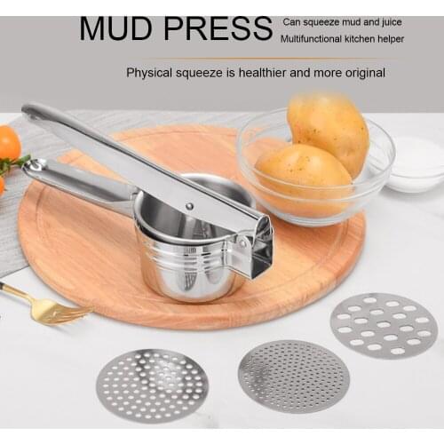 Potato Masher Ricer Press Mashed Potatoes Stainless Steel Crushing Potatoes Puree Fruit Vegetable Juicer Press Maker Tool