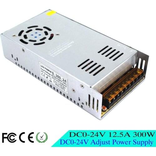 Regulated Adjustable Power Supply DC0-24V 12.5A 300w Led Driver Transformer 110V 220V AC DC 24v Power Adapter for Strip lamp cnc