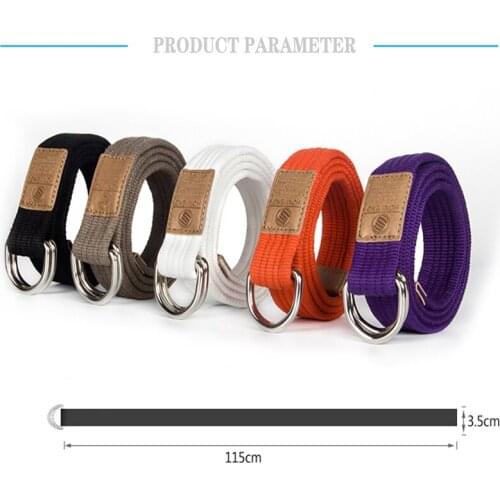 Fashion Men / Women belt D Shaped Double Ring Buckle Simple Solid Cotton Canvas All-Match Unisex Canvas Belts Waist Belt Luxury