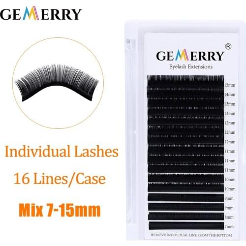New 16 lines Gemerry Individual Eyelash Extensions for Professional Lash Building C/CC/D/DD Faux Mink Hand Made Fake Lashes