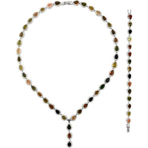 Silverlina Silver Natural Tourmaline Gemstone Set