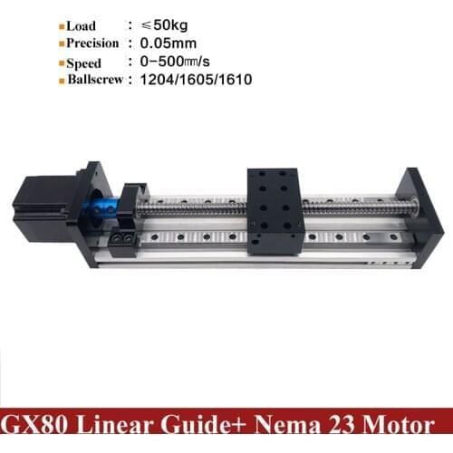 Free Shipping 50-800MM Effective Stroke 1204 1605 1610 Ballscrew Linear Guide Motion Module Rail Table CNC+Nema23 Stepper Motor