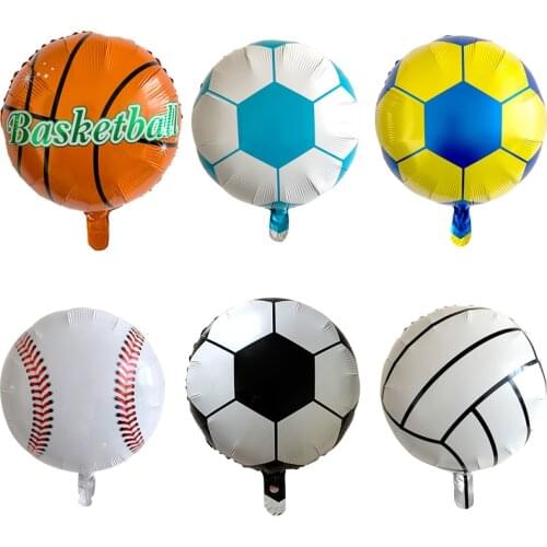 10Pcs 18 Inch Football Baskball Volleyballoon Aluminum Foil Balloon Soccer Metallic Mylar Balloons Decoration for Birthday Party