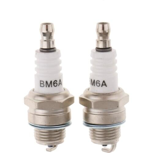 2 Pieces BM6A Engine Standard Spark Plugs for Chainsaw Lawn Mower Strimmer