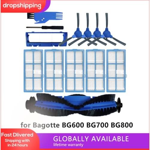 Side /Roller Brush +Filters For Bagotte BG600 BG700 BG800 Vacuum Cleaner Replacement Kit Sweeper Robot Vacuum Cleaner Parts