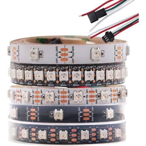 1m 2m 5m RGB Led Strip Light 5V 5050 SMD WS2812B Addressable 30LED/ 60LED/144LED WS2812 IC Smart Led Pixel Strip Waterproof Tape