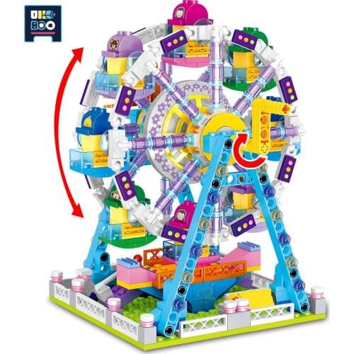 UKBOO Outdoor Playground Ferris wheel Mini City Game Model Building Blocks Micro Street View Architecture Bricks Toys For Child