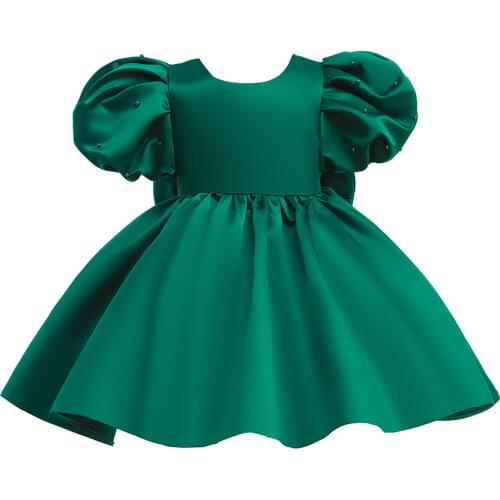 2Pcs Vintage Girls Dress + infant headband Mid Sleeve Lace Childrens Dresses Stage Show Gown Birthday Party Girl Kids Clothes