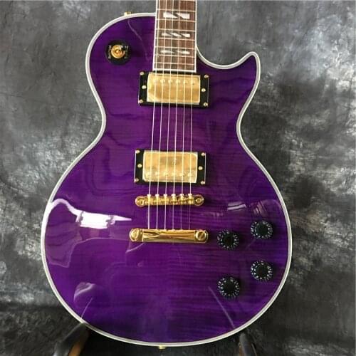 High Quality Purple Electric Guitar, Maple Musical Instruments, Gold Hardware, Live Picture Display