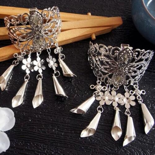 Crystal Hair Clips Tassel Pendant Female Metal Geometric Bobby Hairpins Trendy Retro Hollow Alloy Headwear Accessories For Girls