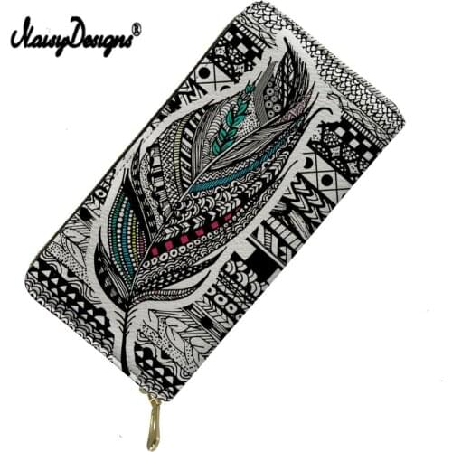 NOISYDESIGNS Kawaii Women Wallets Cool Feather Design Zipper Coin Purse Lady Card Holder Cellphone Leather Clutch Bag For Money