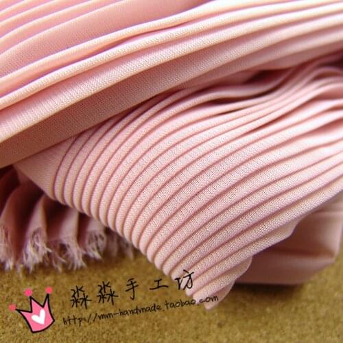 1psc DIY textile fabric Pale pink organ plait pleated chiffon 2016 new full-skirted dress wholesale fabric(pleated 0.5m)