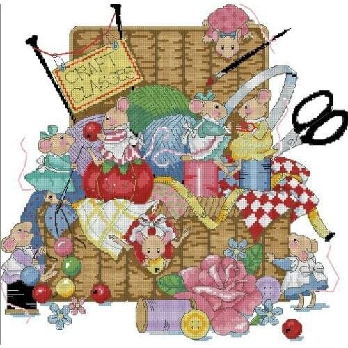 100% egypt COTTON hot selling lovely counted cross stitch kit craft classes sewing mice mouse tools dimensions 13596