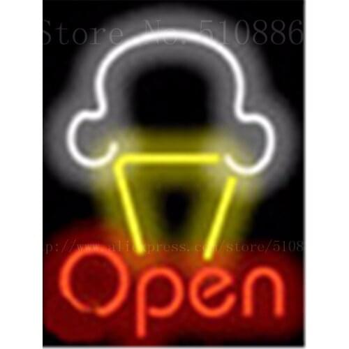 17*14" Ice Cream OPEN NEON SIGN REAL GLASS BEER BAR PUB LIGHT SIGNS store display Restaurant Shop ocaasional Advertising Lights