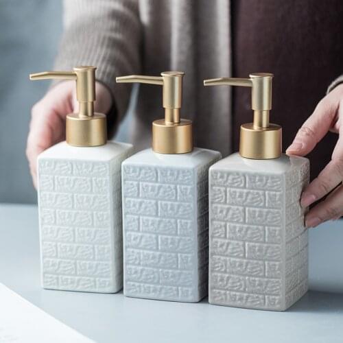 350ML Ceramic Soap Dispenser Shower Gel Shampoo Press Bottles Travel Liquid Container Bathroom Accessories