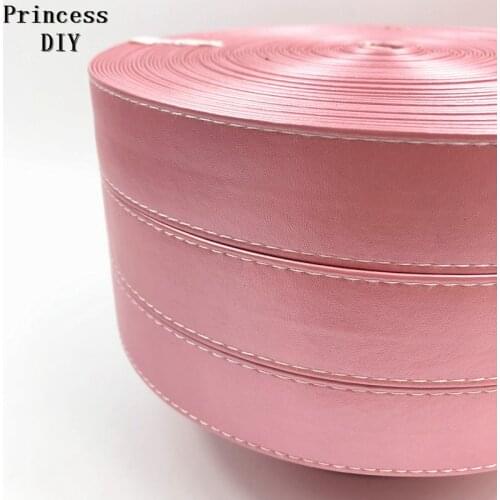 5M/Lot 30mm 3cm Decoration Accessory Pearlite Shiny Pink Ribbon Soft PU Faux Leather Ribbon Bias Cord DIY Hair Bow Hand Craft