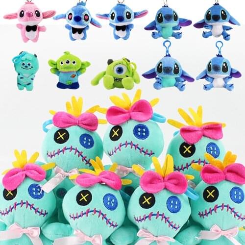 50pcs/Lot 10cm Lilo and Stitch Scrump Toy Story Alien Have 3eyes 1eye Sullivan Plush Cute Cartoon Toys Dolls KIds Gifts Keychain