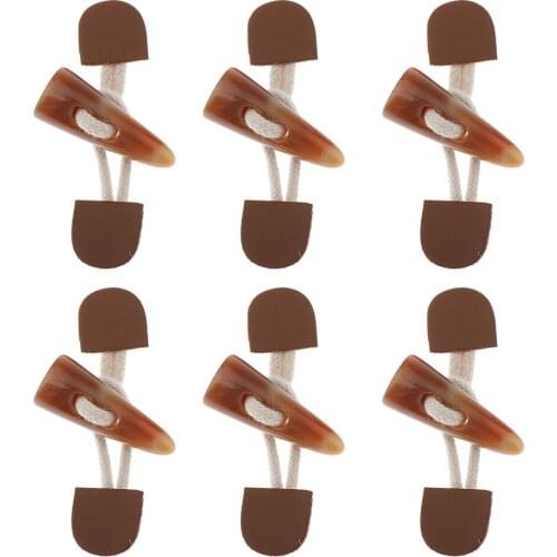 6 Pairs Sew Om Horn Toggle Closures Sewing Buttons For Coat Jacket Duffle