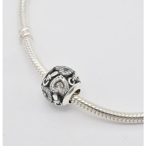 925 Sterling Silver Beaded CZ Zircon Heart-Shaped Childrens Pacifier Pendant Charm Bracelet DIY Jewelry Making For Pandora
