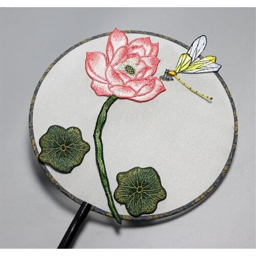 AHYONNIEX 1 Piece Lotus Flower Embroidery Patch for DIY Clothing DIY Winter Coat Applique Hand Sew On Patches
