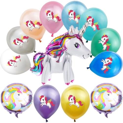 Amawill Rainbow Unicorn Latex Foil Balloon Childrens Kids Birthday Party Wedding Decorations Baby Shower Cute Helium Balloons