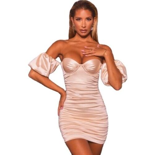 Satin Off Shoulder Sexy Women Corset Dress Bodycon Mini Elegant Dress Slim Stretch Zipper Purple Robes Club Party Dress Vestidos