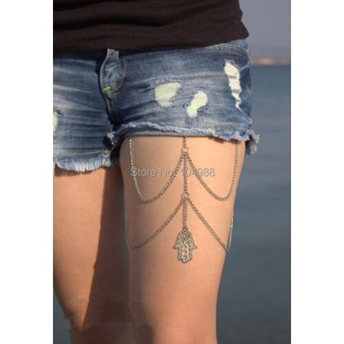 FREE SHIPPING New Style B612 Women Silver Chains 2 Layers Chains Unique Design Thigh Chains Jewelry 2 Colors