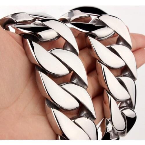 Super Heavy 24mm/32mm Curb Cuban Boys Mens Chain Silver Color 316L Stainless Steel Necklace Wholesale Jewelry