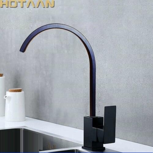 Black Square Kitchen Faucets 360 Degree Rotation Water Faucets Solid Brass oil rubbed bronze Kitchen Sink Tap Water Mixer