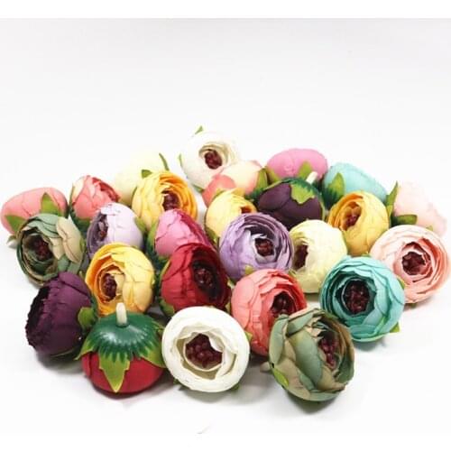 10pcs Decorative flowers wall wedding bridal accessories clearance diy gifts box artificial flowers scrapbooking silk tea roses