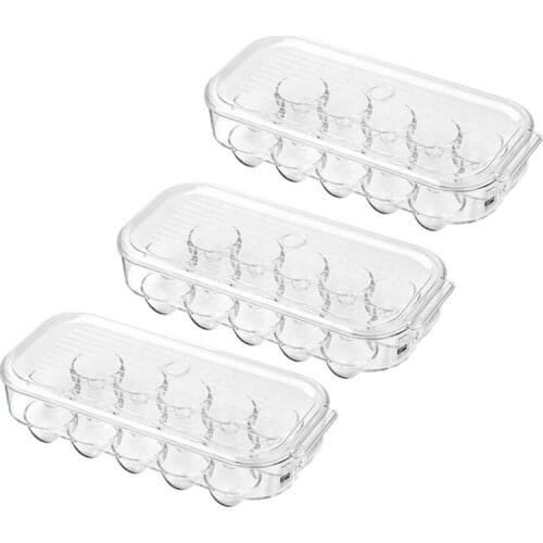 Fridge Egg Holder,Stackable Egg Storage Box with Coverd,Egg Tray with Lid,for Refrigerator Kitchen Cabinet,Set of 3