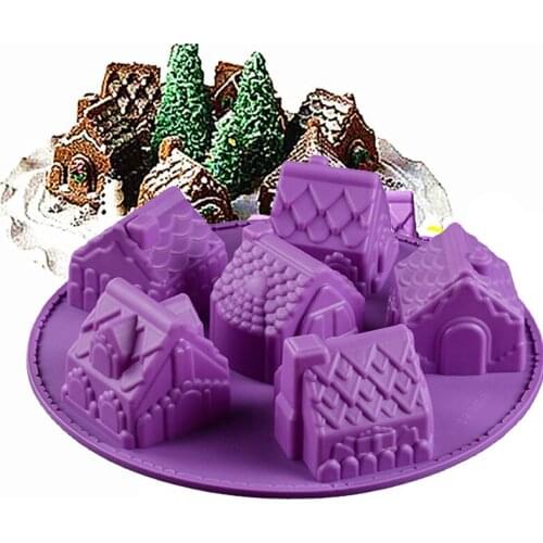 Creative Convenient Silicone DIY Mold with 6 Modules and House Type for Making Ice Cube Candy Chocolate Cake Cookie