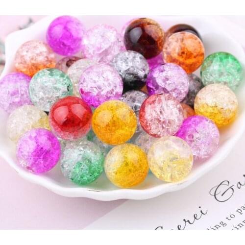 Assorted Colors Round Acrylic Crackle Beads Double Color Jewelry Plastic Loose Gumball Bubblegum DIY 8mm 10mm 12mm 14mm 16mm