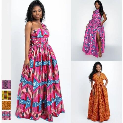 Summer African Dresses for Women 2020 News Fashion Robe Long Dress Floral Print Bazin Vestidos Dashiki Party African Clothes
