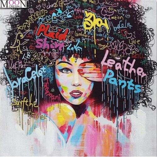 MOONCRESIN 5D DIY Diamond Embroidery Lady Hair Diamond Painting Cross Stitch Full Square Drill Rhinestones Mosaic Flowers fabric