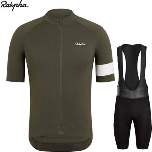 Raupha men mountain bike clothing professional team Cycling Jersey Short Sleeve Set Mtb Jersey Shirt Bib pant Bike Highway