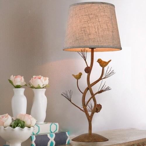 American country birds desk lamps retro hotel rooms iron study European style creative personality bedside table lamp lo7123 YM