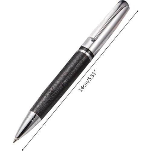 2021 New Rotary Business Pen 0.5mm Black Ink Leather Metal Ballpoint Pens Student Gift Office Stationery