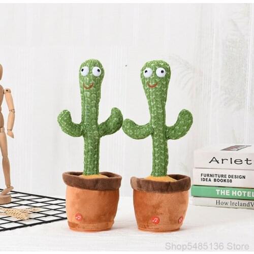 Novelty Night Light Dancing Cactus Toy Electronic Shake Dancing Singing Recording Plush Cute Night Lamp Childhood Baby Kids Toy