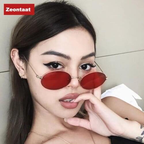 2020 Small Oval Sunglasses for Women Female Male Retro Metal Frame Yellow Red Vintage Small Round Sun Glasses for Men