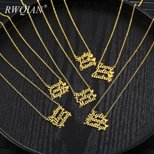 Personalized Three Name Custom Necklace Layer Pendant Choker For Women Gold Stainless Steel Chain Customized Nameplate Necklace