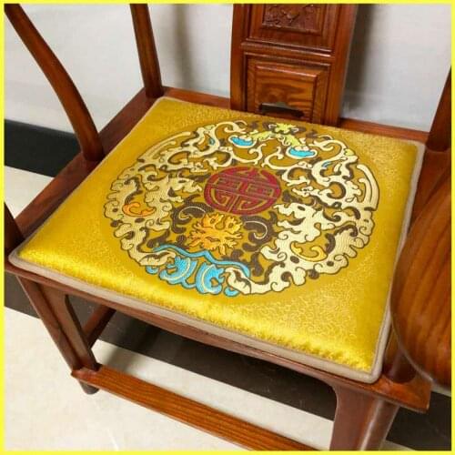 Latest Luxury Joyous Chair Pads Seat Cushions Chinese Silk Brocade Armchair Non-slip Seat Pad Chair Cushions for Dining Chairs