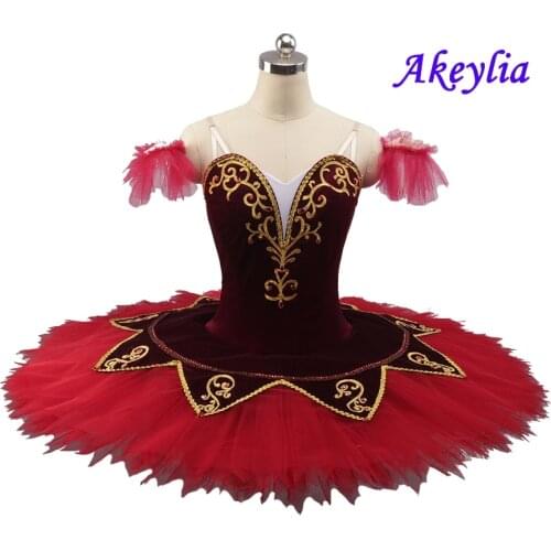 Professional Ballet Tutus Burgundy Red Adult Performance Classical Ballet Tutu Ballerina Pancake Ballet Tutu Dress For Girls