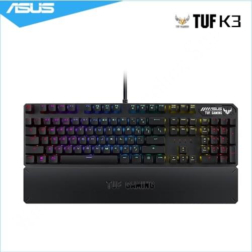 ASUS TUF K3 Wired Gaming Mechanical Keyboard Programmable Onboard Memory RGB Lighting with Detachable Magnetic Wrist Rest