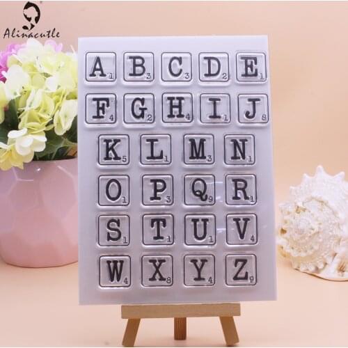 CLEAR STAMPS Alphabet Number Block Background Scrapbooking Handmade Card Album Paper Craft Rubber Transparent Silicon Stamp