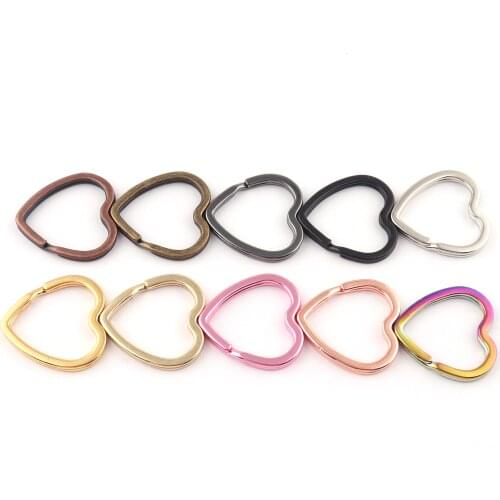 31mm Silver Split Ring Heart Key Chain Ring Charm Flat Split Ring Connectors Chain Base Hardware Purse Making Metal Key Chain